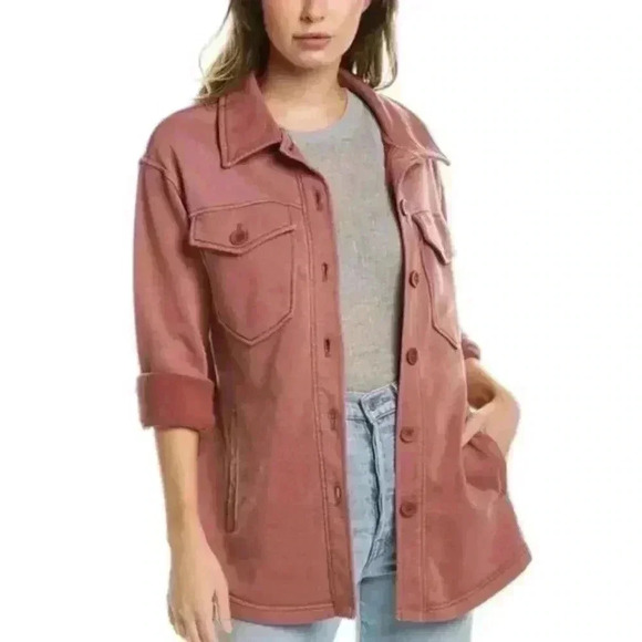 Avec Les Filles mauve/pink‎ terry shirt jacket/shacket - Picture 1 of 8